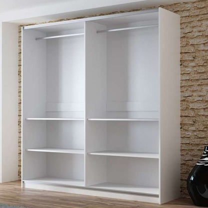 Boris Sliding 2 Door 200cm Wardrobe with Mirror - White