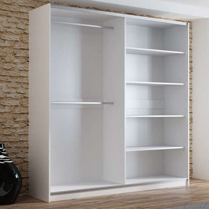 Boris Sliding 2 Door 200cm Wardrobe with Mirror - White