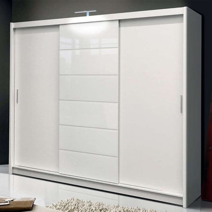 Rotherham Warm Wood Effect Sliding 3 Door Mirror Wardrobe - White