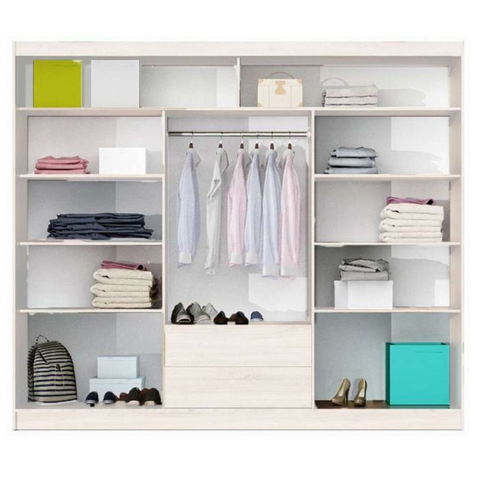 Rotherham Warm Wood Effect Sliding 3 Door Mirror Wardrobe - White