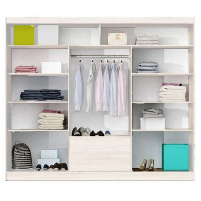 Rotherham Warm Wood Effect Sliding 3 Door Mirror Wardrobe - White