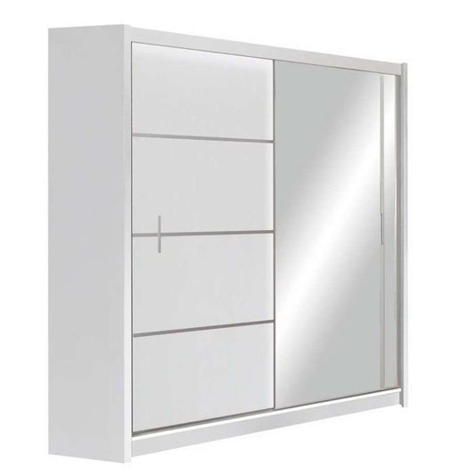Broadland Sliding 2 Door 180cm Wardrobe with Mirror - White