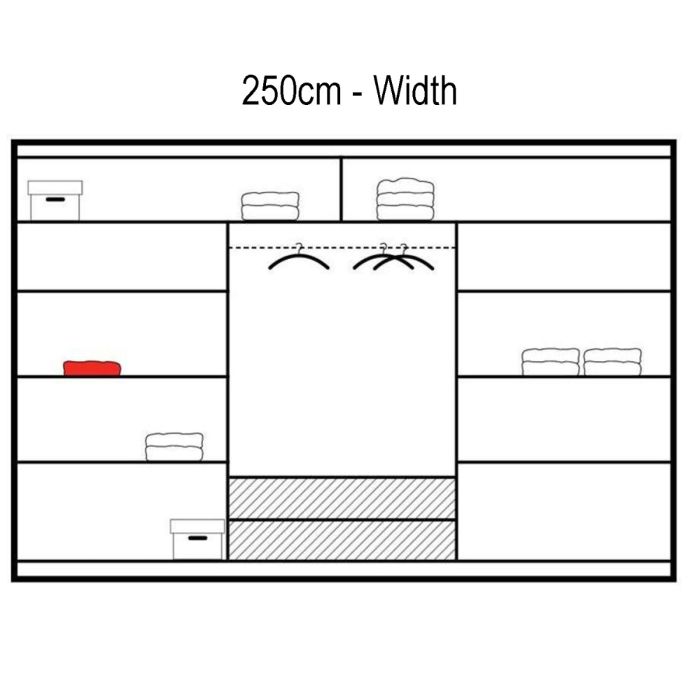 Broadland Sliding 3 Door 250cm Mirror Wardrobe - Black