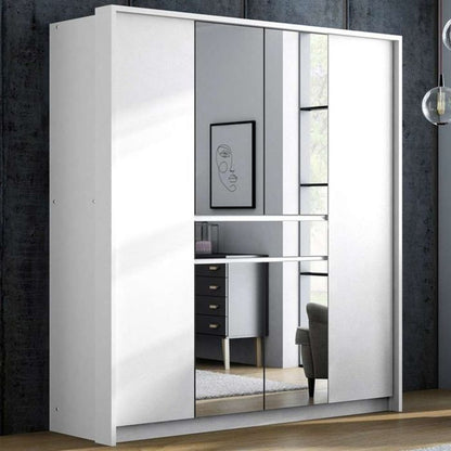 Waverley White 6 Door Wardrobe with Mirror & Drawer | Classic & Contemporary | Furco