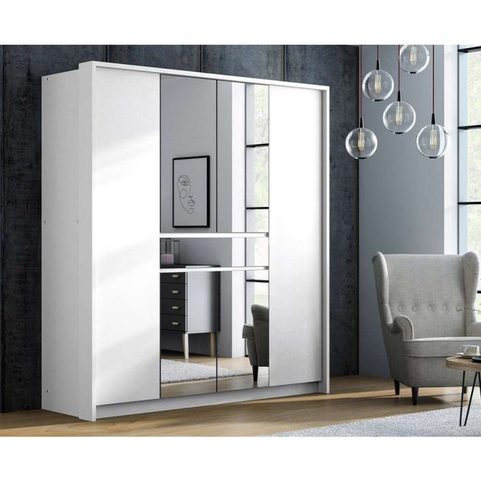Waverley White 6 Door Wardrobe with Mirror & Drawer | Classic & Contemporary | Furco