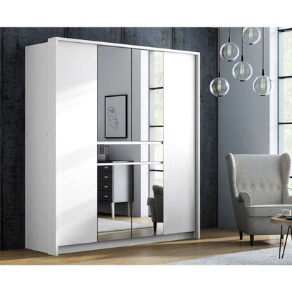 Waverley White 6 Door Wardrobe with Mirror & Drawer | Classic & Contemporary | Furco