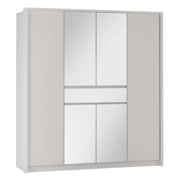 Waverley White 6 Door Wardrobe with Mirror & Drawer | Classic & Contemporary | Furco