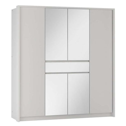 Waverley White 6 Door Wardrobe with Mirror & Drawer | Classic & Contemporary | Furco