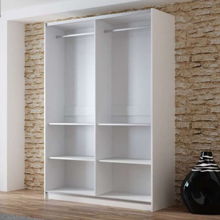 Boris Mirror Sliding 2 Door 150cm Wardrobe - Graphite Grey