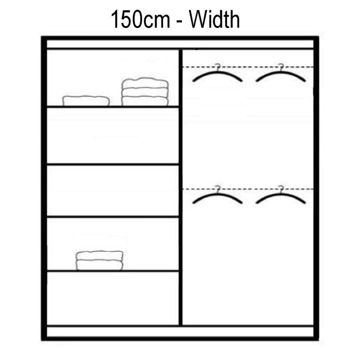 Boris Mirror Sliding 2 Door 150cm Wardrobe - Graphite Grey