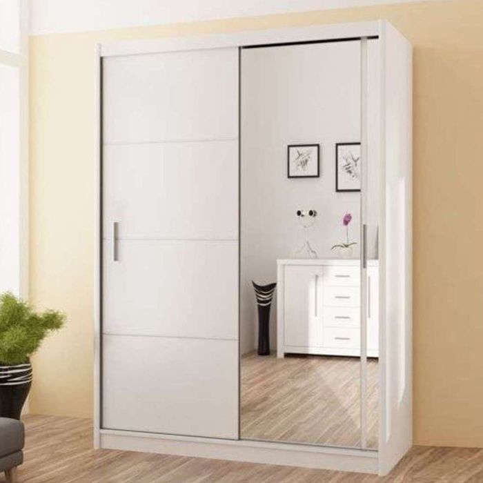 Broadland Sliding 2 Door 150cm Wardrobe with Mirror - White