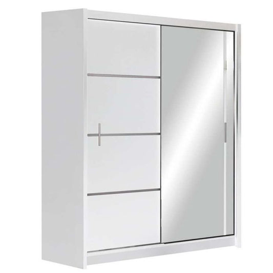 Broadland Sliding 2 Door 150cm Wardrobe with Mirror - White