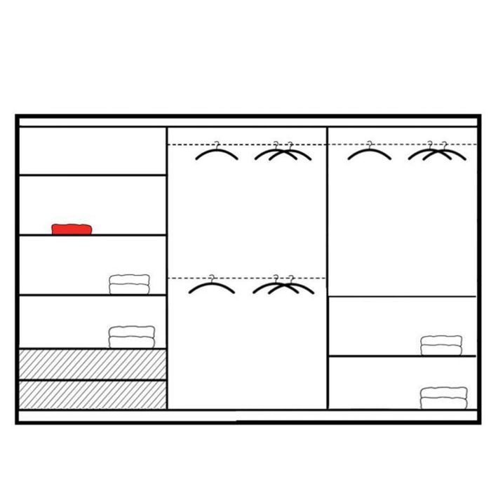 Boris 250cm Sliding 3 Door Mirror Wardrobe - Grey