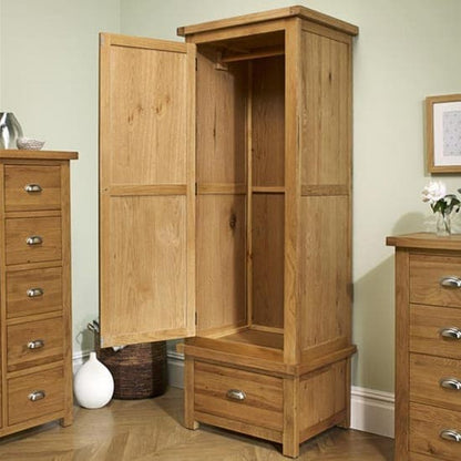 Woburn Wooden Wardrobe In Oak With 1 Door And 1 Drawer