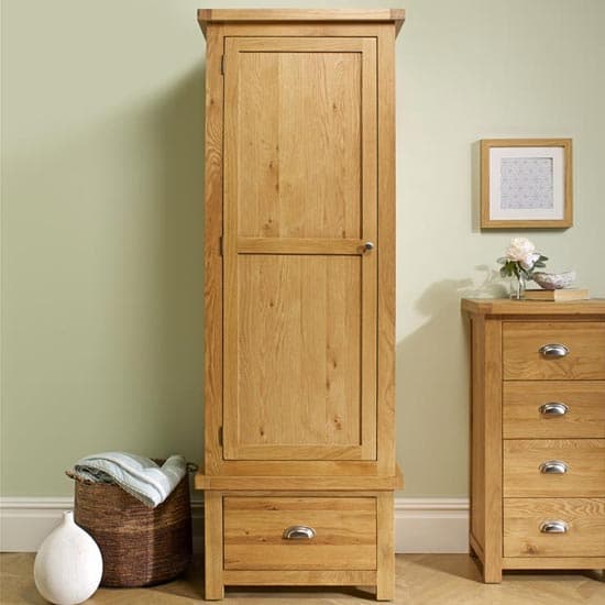 Woburn Wooden Wardrobe In Oak With 1 Door And 1 Drawer