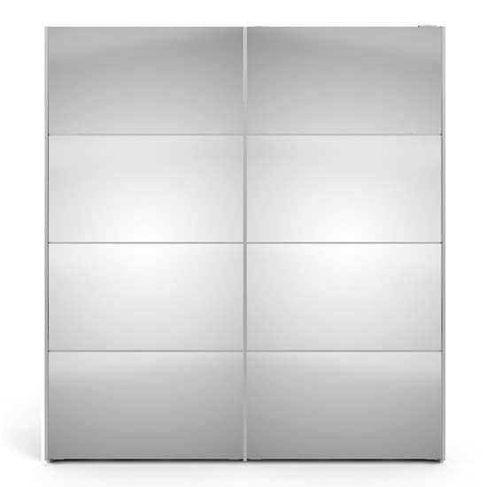 Wonk Mirrored Sliding Doors Wardrobe In White With 5 Shelves