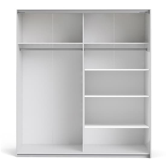 Wonk Mirrored Sliding Doors Wardrobe In White With 5 Shelves