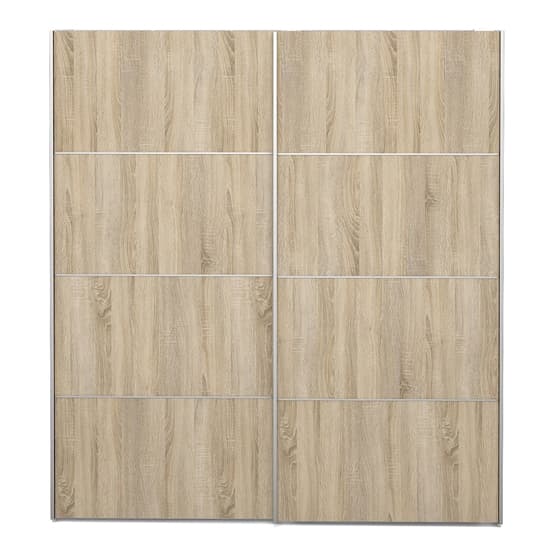 Wonk Wooden Sliding Doors Wardrobe In White Oak With 2 Shelves