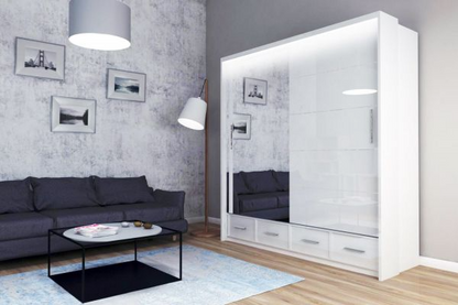 FURCO | Mendeley High Gloss | 2 Door Sliding Wardrobe | 150 cm | Crisp White | Sleek & Spacious Design