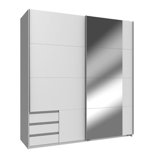 Amber Mirrored Sliding 2 Door Wardrobe in White | Sleek & Contemporary | Furco