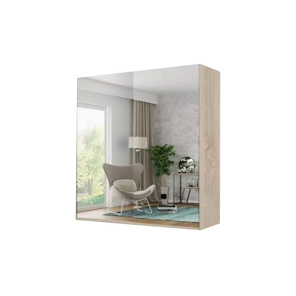 FURCO Giovany 2 Door Mirrored Sliding Wardrobe | Oak Finish | Offered in 3 Sizes | Stylish & Durable Storage