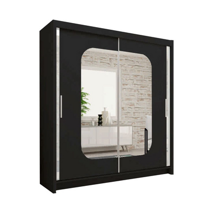 FURCO | Merica 2 Door Mirrored Sliding Wardrobe | Sophisticated Black | Available in 4 Sizes | Chic & Functional