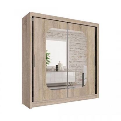 FURCO | Merica 2 Door Mirrored Sliding Wardrobe | Classic Oak | 4 Size Options | Timeless & Reflective Design