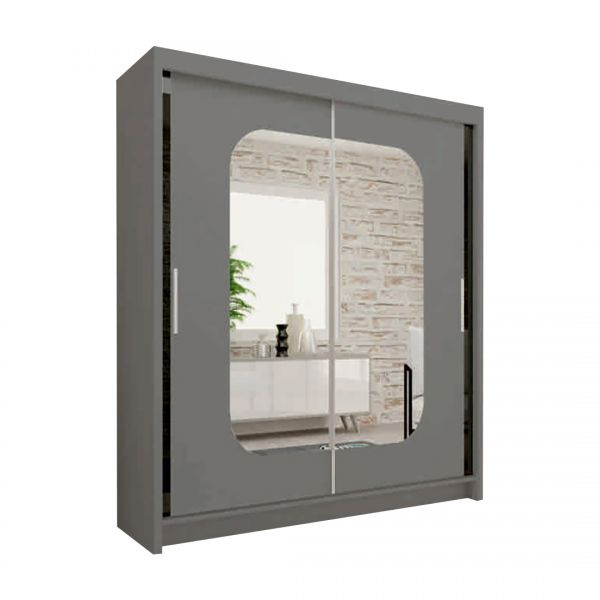 FURCO | Merica 2 Door Mirrored Sliding Wardrobe | Chic Grey | Available in 4 Sizes | Elegant & Versatile