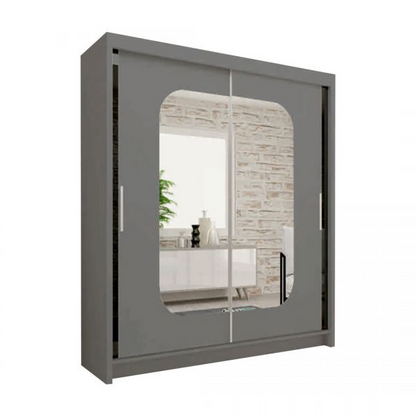 FURCO | Merica 2 Door Mirrored Sliding Wardrobe | Chic Grey | Available in 4 Sizes | Elegant & Versatile